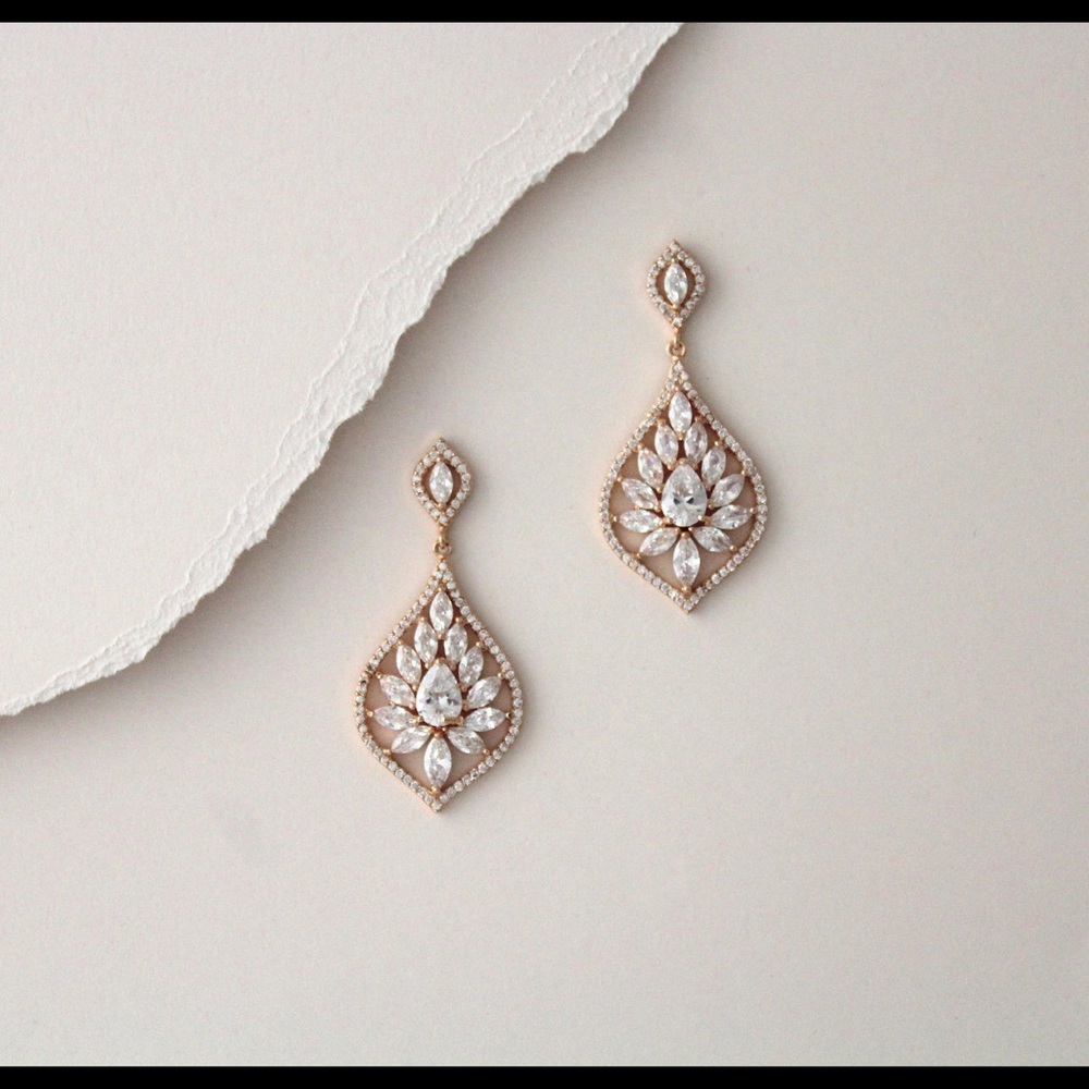 Gold Bridal Earrings - Picture 2 of 5